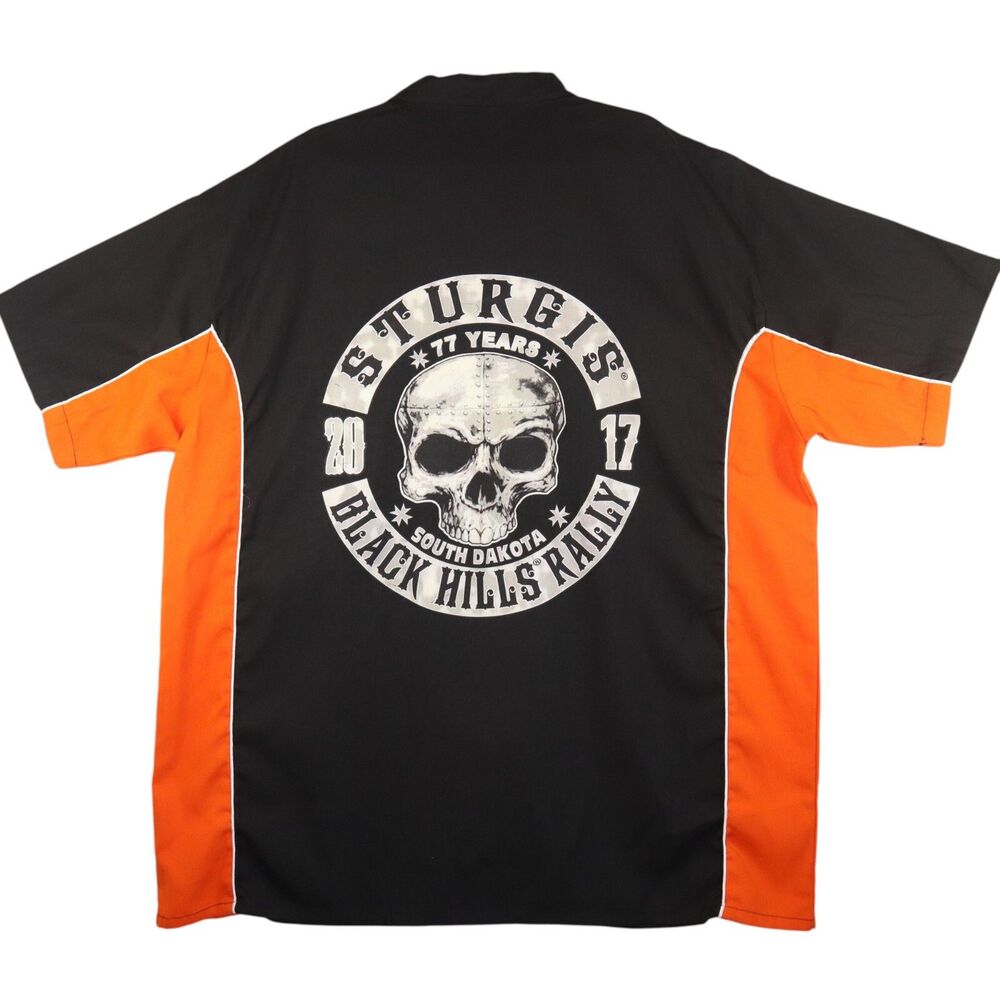 Biker Wear USA Men's 5XL Orange/Black 2017 Sturgis SD Black Hills Rally Shirt